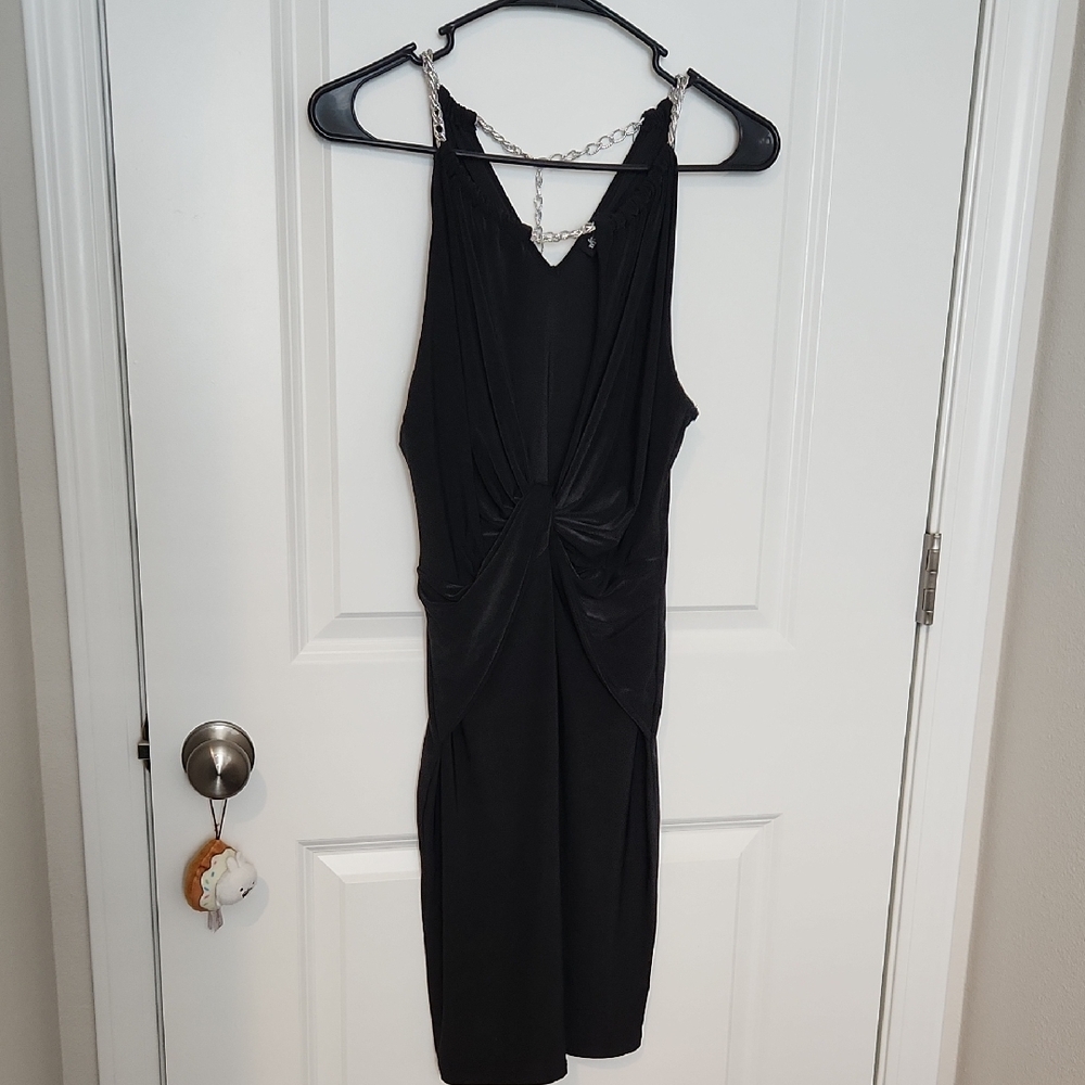 Fashion Magazine Black Chain Strap Dress